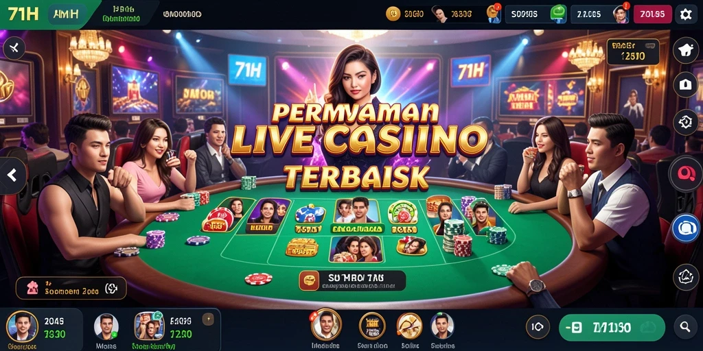 Tampilan gameplay Live Casino di 71H dengan dealer profesional dan permainan interaktif.