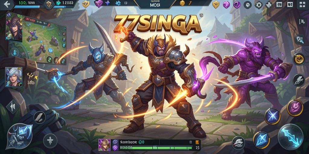 Tampilan gameplay 77SINGA yang menegangkan dalam pertempuran tim.
