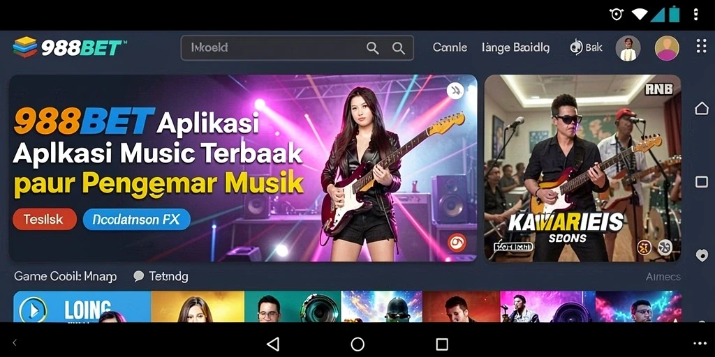 Screenshot 988BET menampilkan antarmuka aplikasi musik yang menarik.