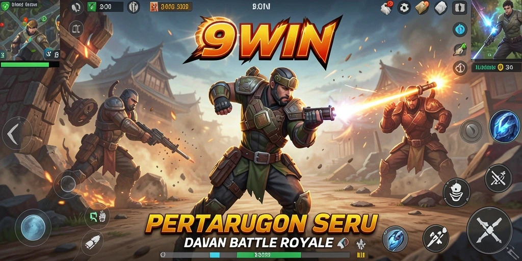 Tangkapan layar 9WIN menampilkan aksi seru dalam Battle Royale.