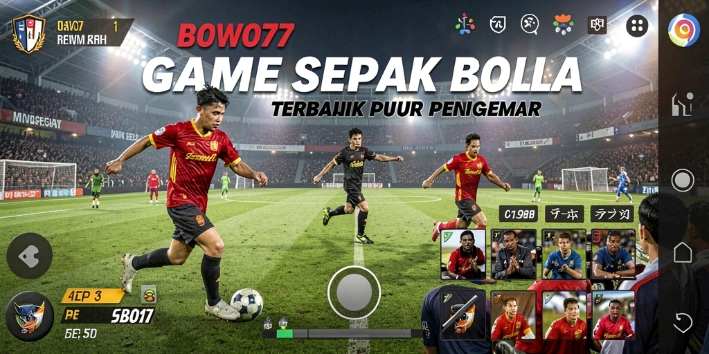 Screenshot BOWO77 menampilkan aksi seru pertandingan sepak bola.