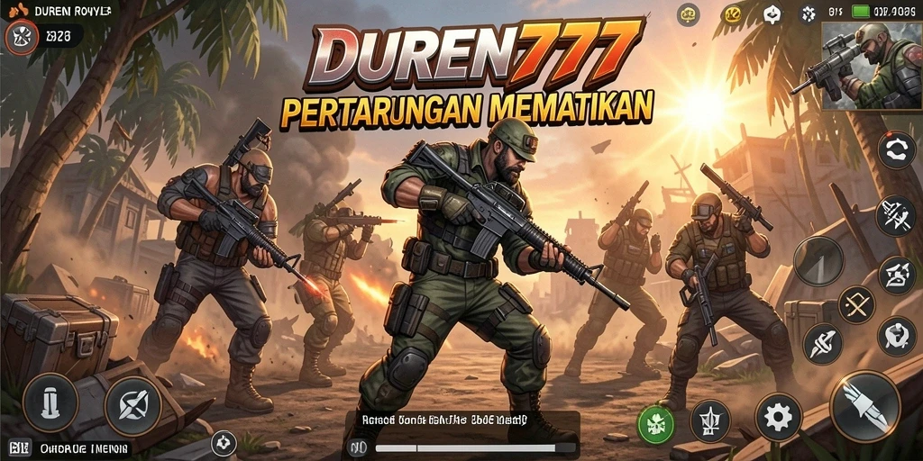 Gameplay DUREN777 yang intens dan mendebarkan di medan perang Battle Royale.