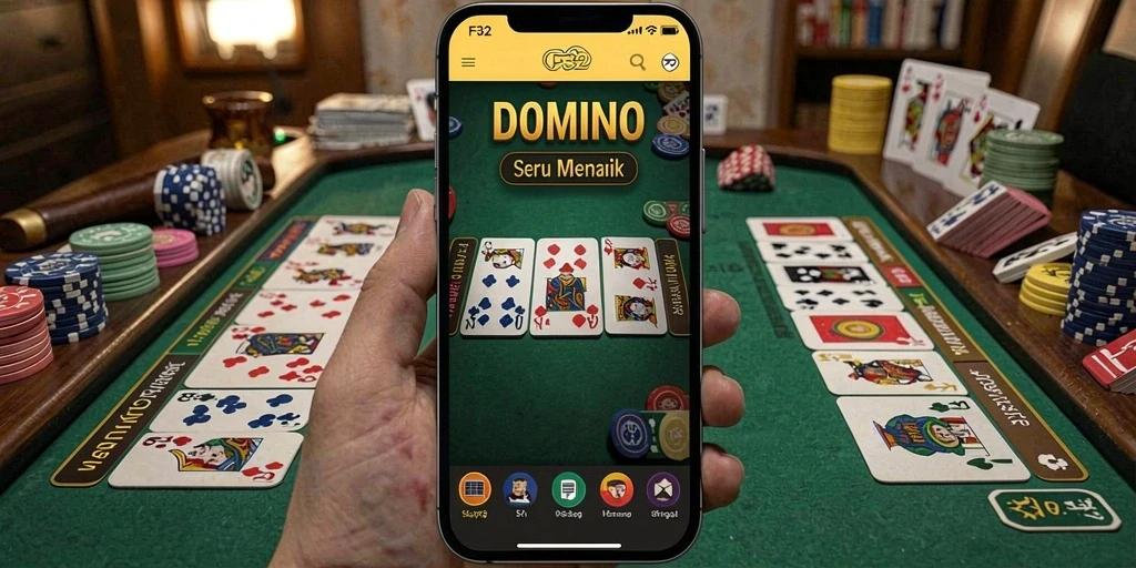 Tampilan seru gameplay Domino di F32 dengan teman.