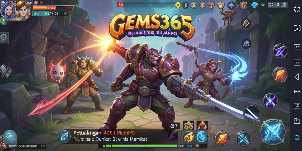 Tangkapan layar GEMS365 menampilkan pertarungan seru di dunia ARPG yang menakjubkan.