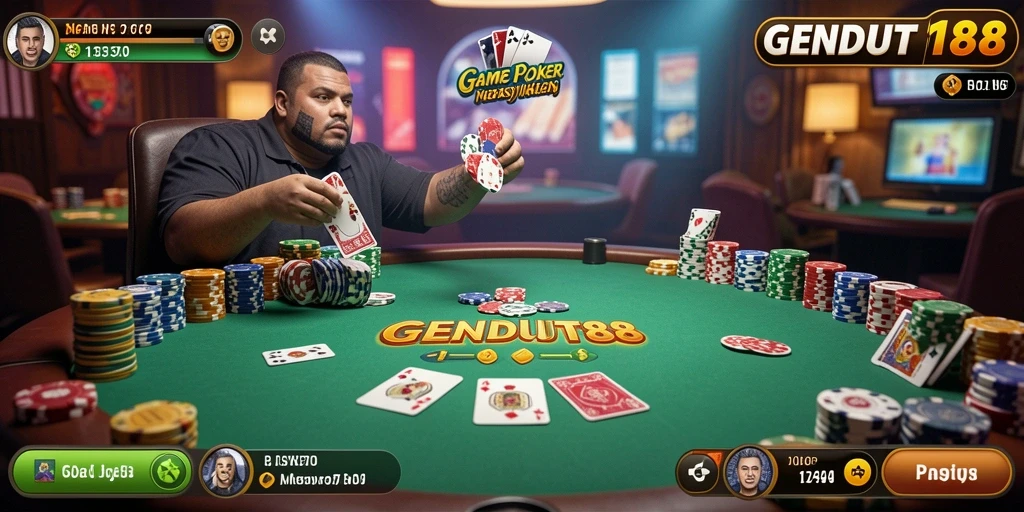 Gameplay seru GENDUT188 di meja poker virtual.