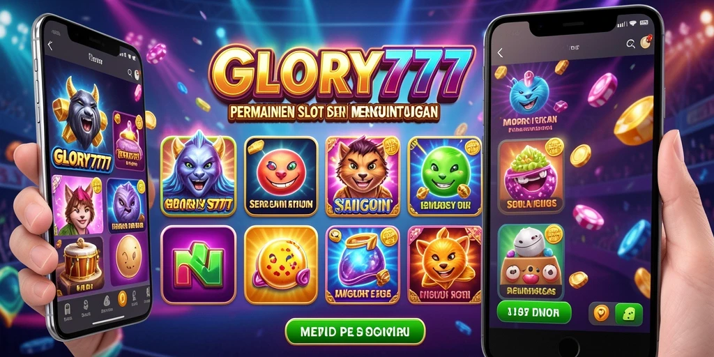Tampilan gameplay GLORY777 dengan gulungan berputar dan simbol menarik.
