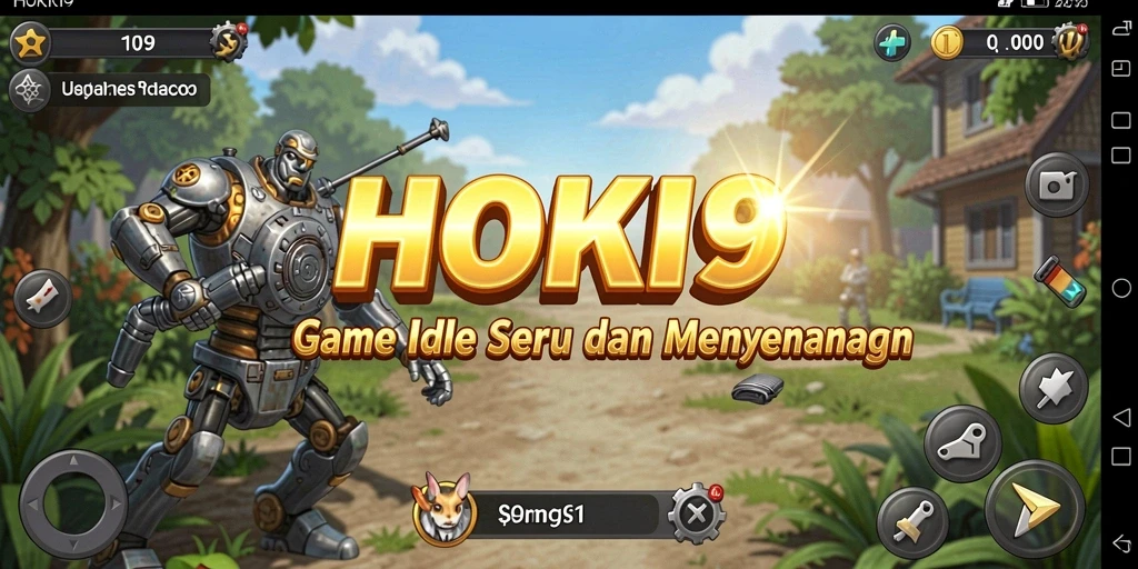 Screenshot gameplay HOKI9 menampilkan karakter yang mengumpulkan sumber daya secara otomatis.