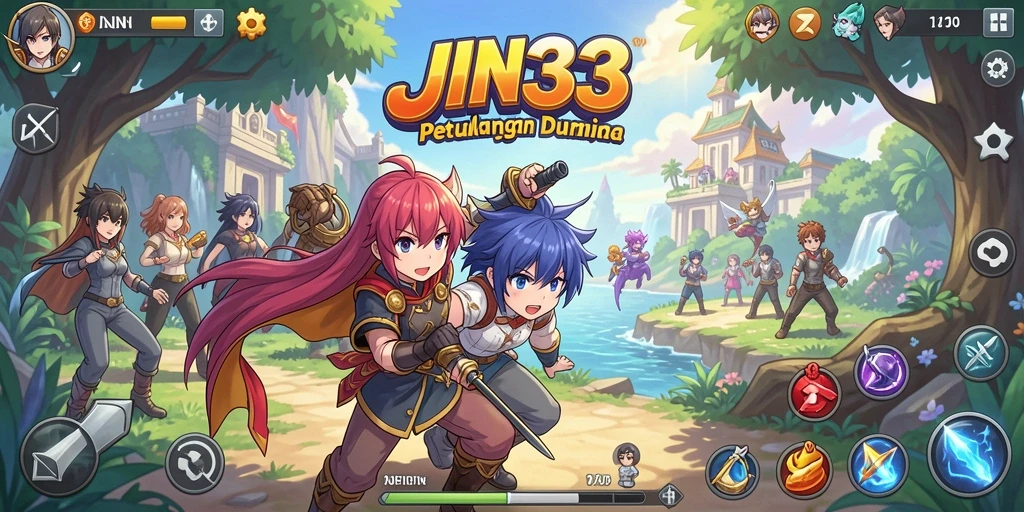 Tampilan gameplay JIN33 yang memikat dengan karakter anime.