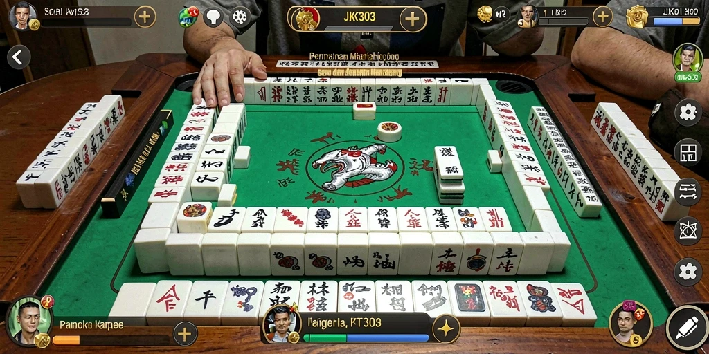 Screenshot gameplay JKT303 menunjukkan papan Mahjong yang menarik.