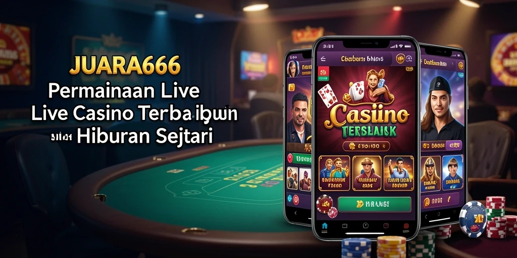 Tampilan gameplay JUARA666 dengan dealer langsung dan suasana kasino yang hidup.