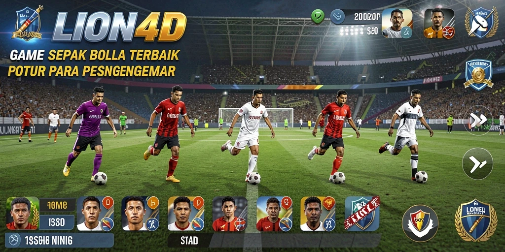 Tampilan gameplay menarik pada LION4D dengan grafis sepak bola yang memukau.