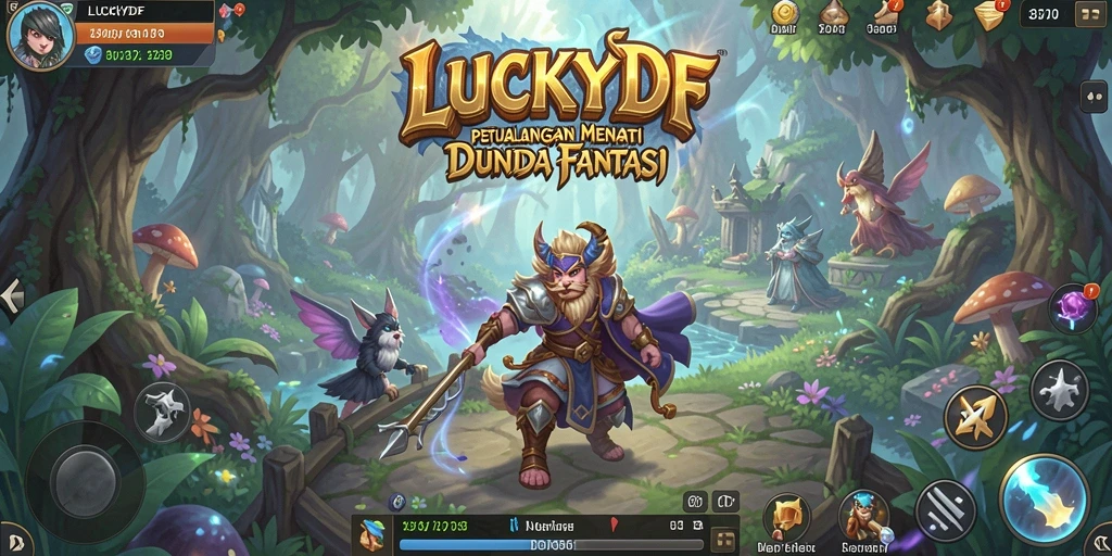Screenshot gameplay LUCKYDF menampilkan petualangan seru di dunia fantasi.