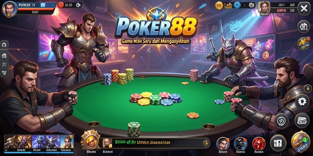 Screenshot gameplay POKER88 yang penuh aksi di arena MOBA.