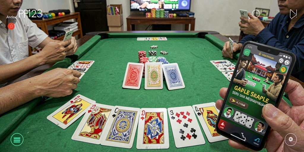 Menggambarkan gameplay Gaple yang seru dan interaktif.