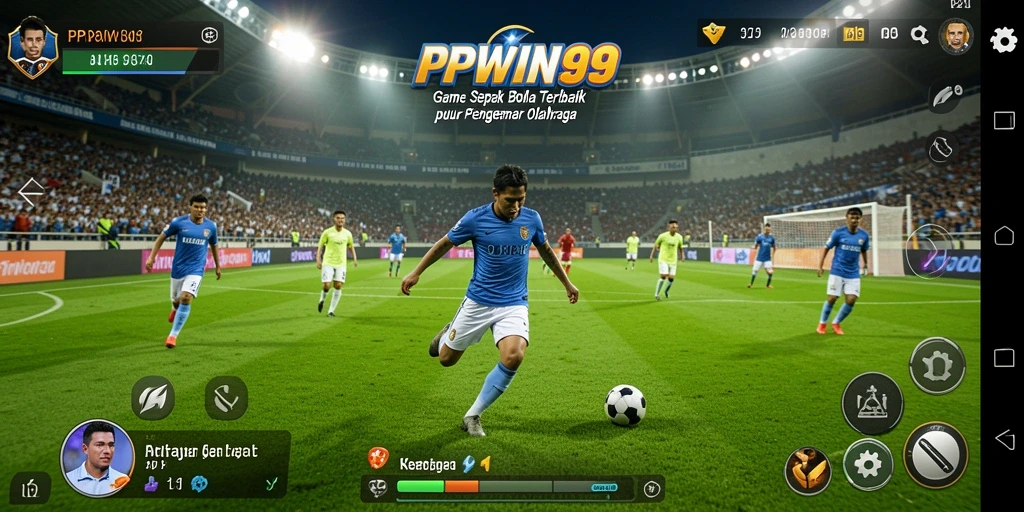 Tampilan gameplay PPWIN99 dengan aksi sepak bola yang mendebarkan.