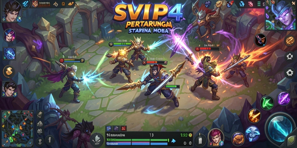 Menampilkan pertarungan seru dalam gameplay MOBA SVIP4.