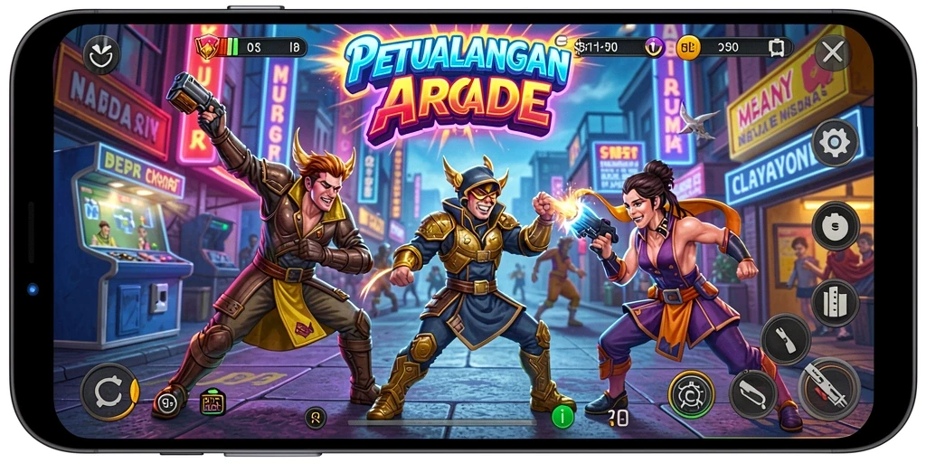 Screenshot gameplay menunjukkan aksi seru di V21.
